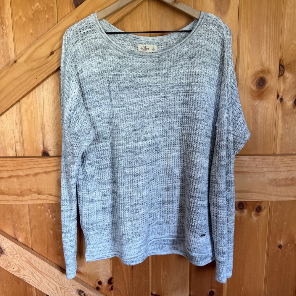 Hollister Pullover Sweater Womens Large Grey Marled Scoop Neck Slouchy Knit